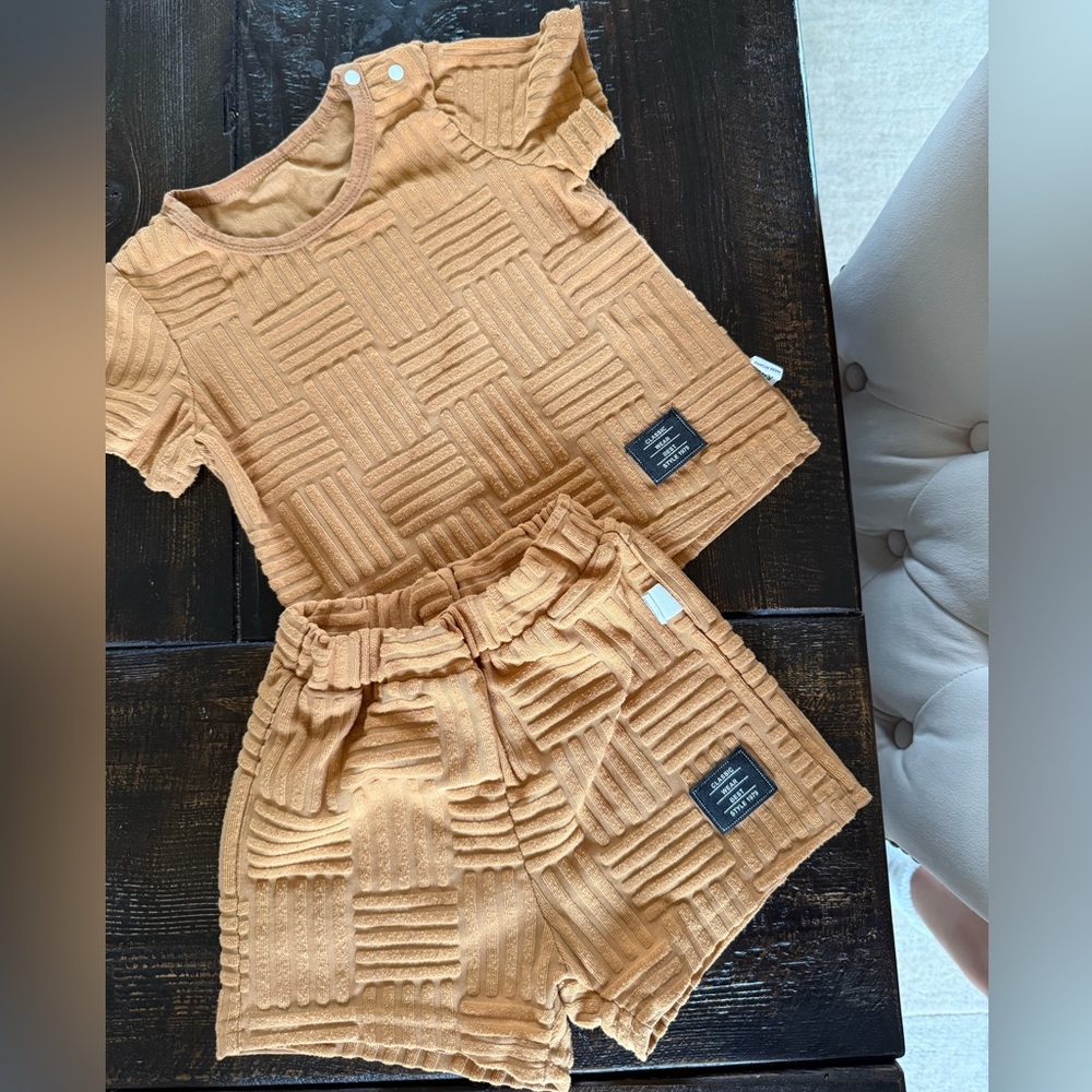 SHEIN Textured Tan Two-Piece Set